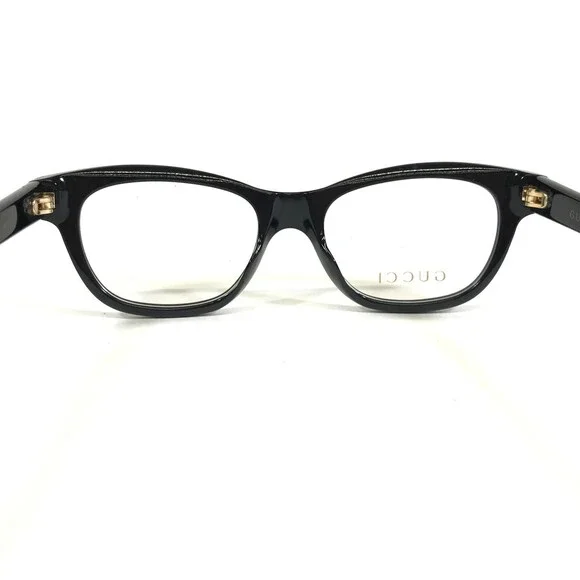 Gucci Eyeglasses Frames GG0372O 005 Shiny Black Round Cat Eye Full Rim 48-17-140
